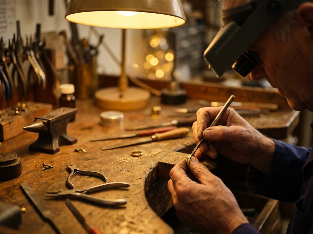 Master jeweller at the workbench